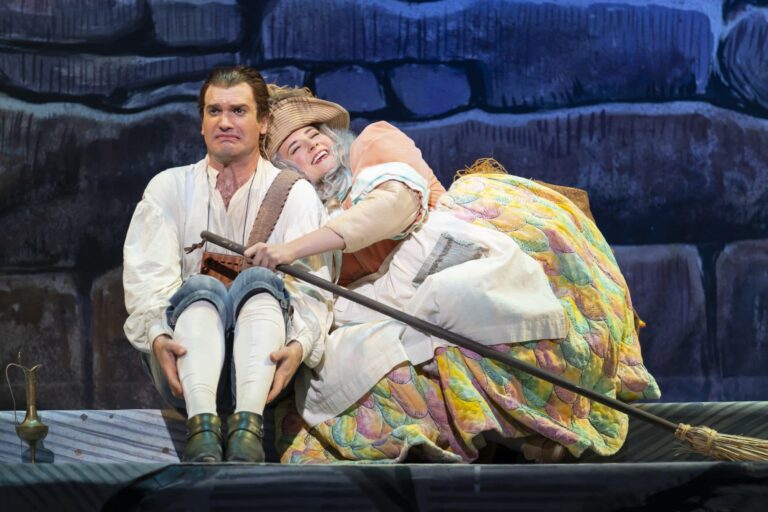 Michael Adams as Papageno and Alexandra Nowakowski in Washington National Opera's 'The Magic Flute' at The Kennedy Center. Photo by Scott Suchman.