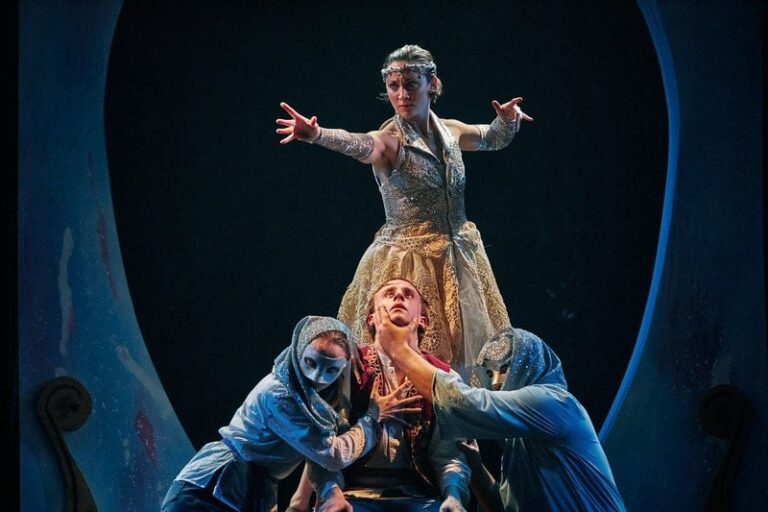 Acacia Danielson as The Snow Queen and Joshua Cole Lucas as Kai in 'The Snow Queen' at Synetic Theater. Photo by DJ Corey Photography.