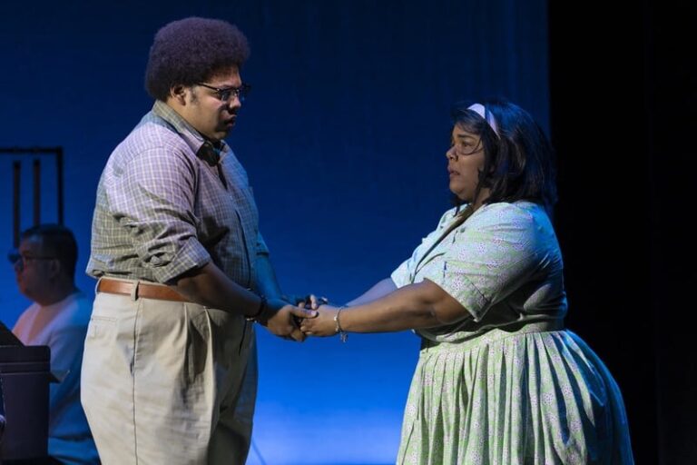Joshua Blue and Rehanna Thelwell in 'Night Trip,' one of three 20-minute operas performed through WNO's American Opera Initiative. Photo by Scott Suchman.