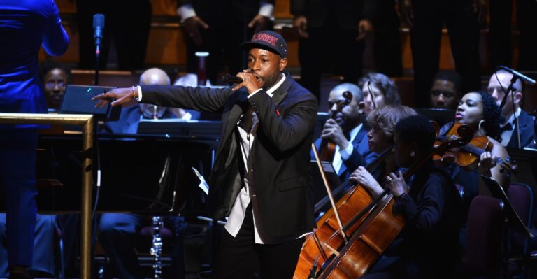 Konshens the MC performs with Washington Performing Arts and Alfred Street Baptist Church in 'I Am a Man' at The Kennedy Center. Photo by Shannon Finney Photography.